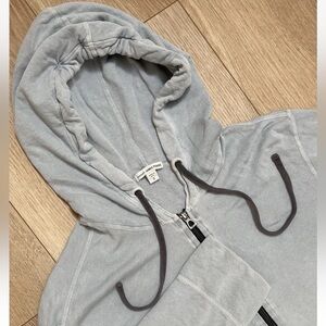 Standard James Perse Vtg French Terry Zip Up Hoodie Men 3 Light Blue Athleisure